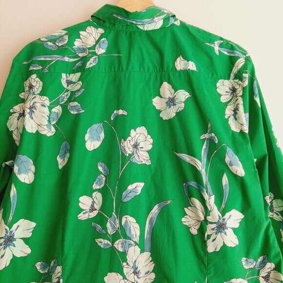 BRAX Feel Good Large Floral Button Down Shirt Green Sz XL | Eur 46 - Picture 7 of 11